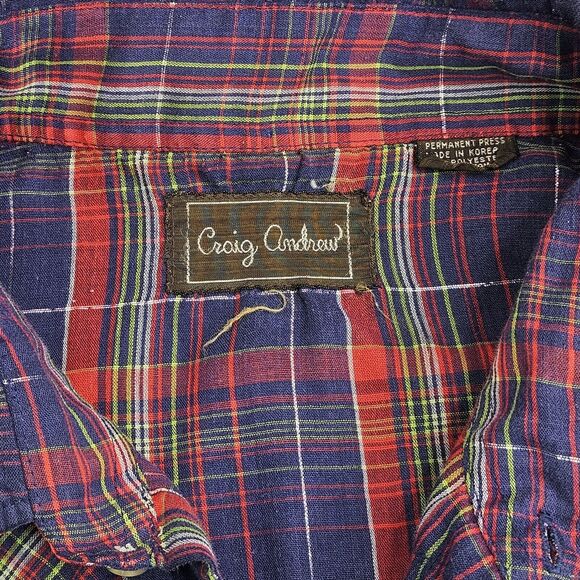 Vintage Craig‎ Andrew Western Pearl Snap Shirt Sz XL Metallic Plaid Rockabilly - Picture 3 of 10